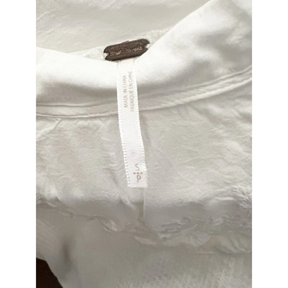 Free People Sweetest Thing White Lace Thermal Top Sz Small Boho Balloon Sleeve